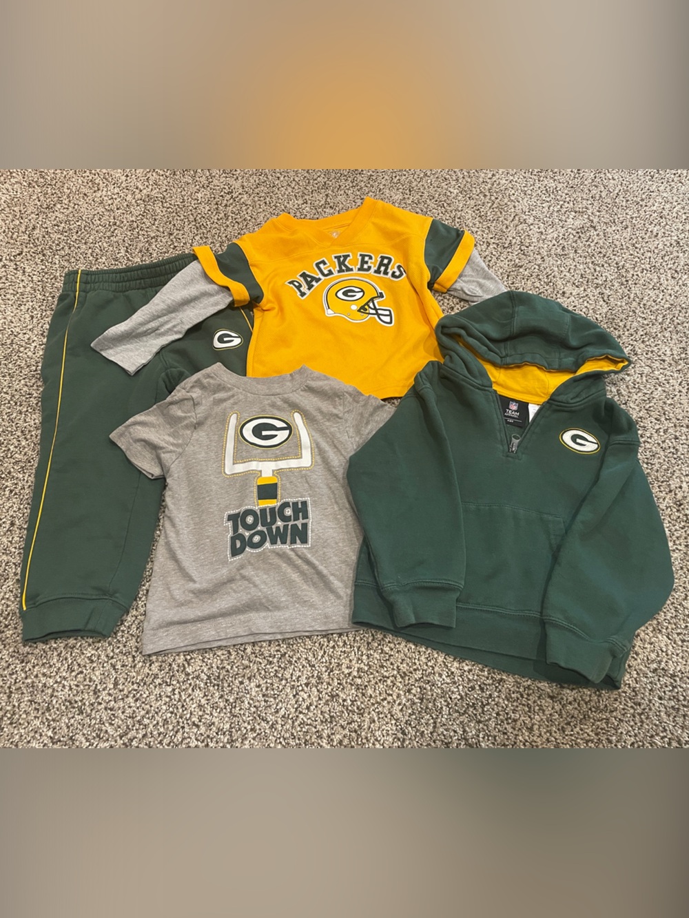 Green & Gold Kids Hoodie and Tee Set - Green Bay Packers